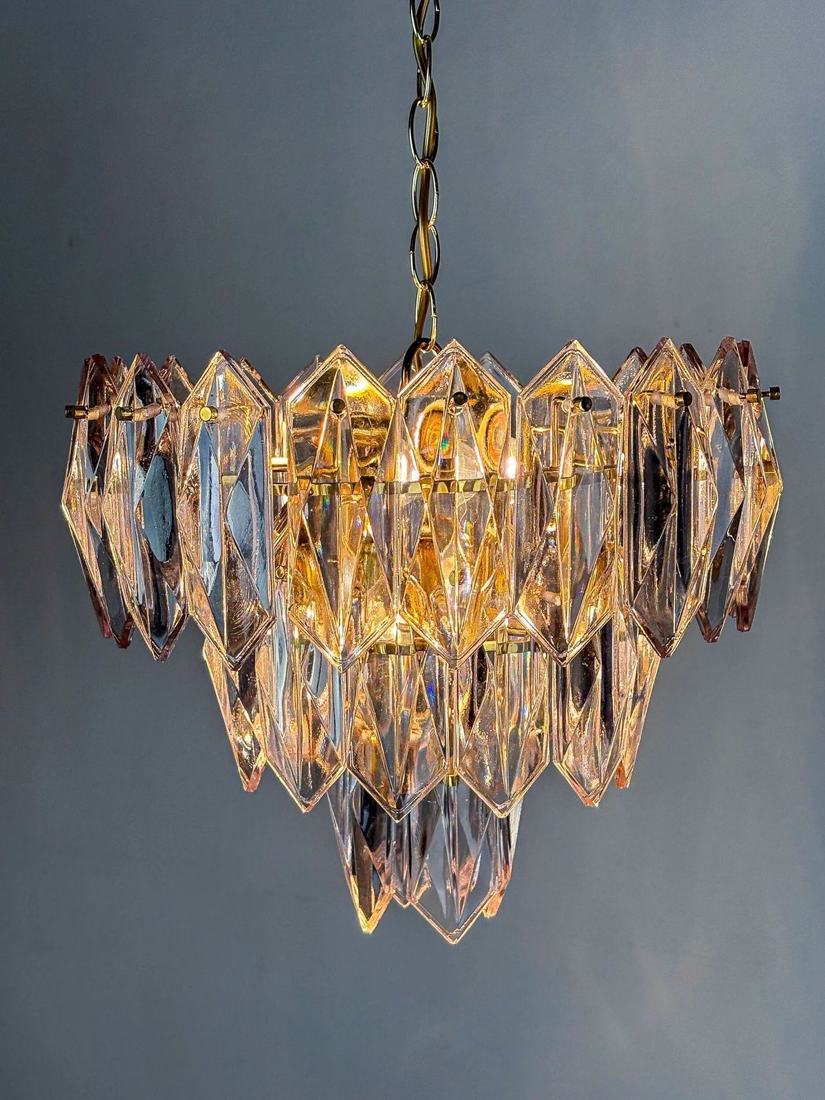 Jt Kalmar Chandelier Cut Glass 3 Tiers Austria 1970s photo buy