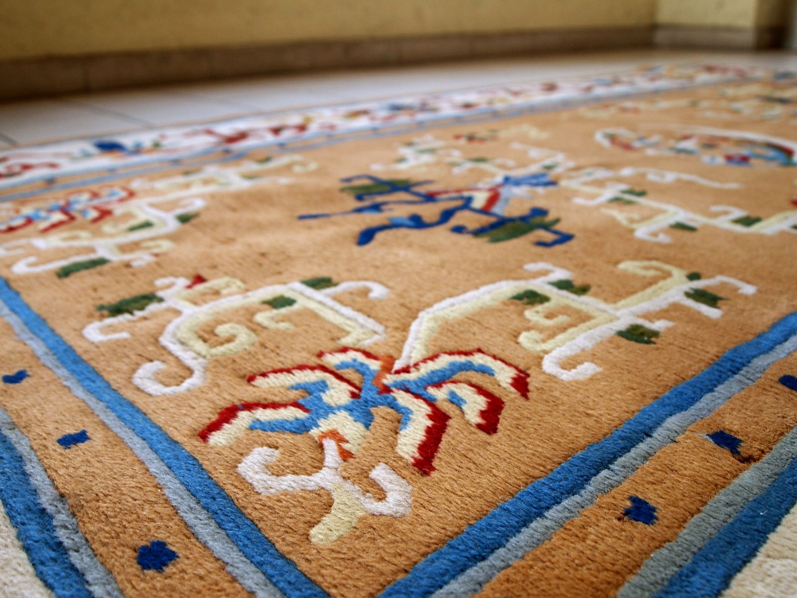 Handmade Art Deco Chinese Rug 3.9' X 6.9' Wool 1960s photo for sale