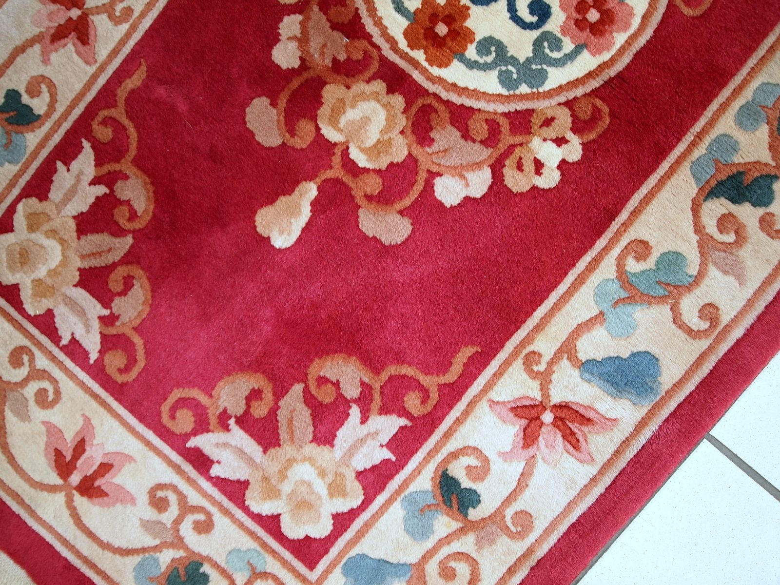 Tapis chinois Art déco en laine, fait main - 2,5' x 4,5', années 1970 photo vinterior