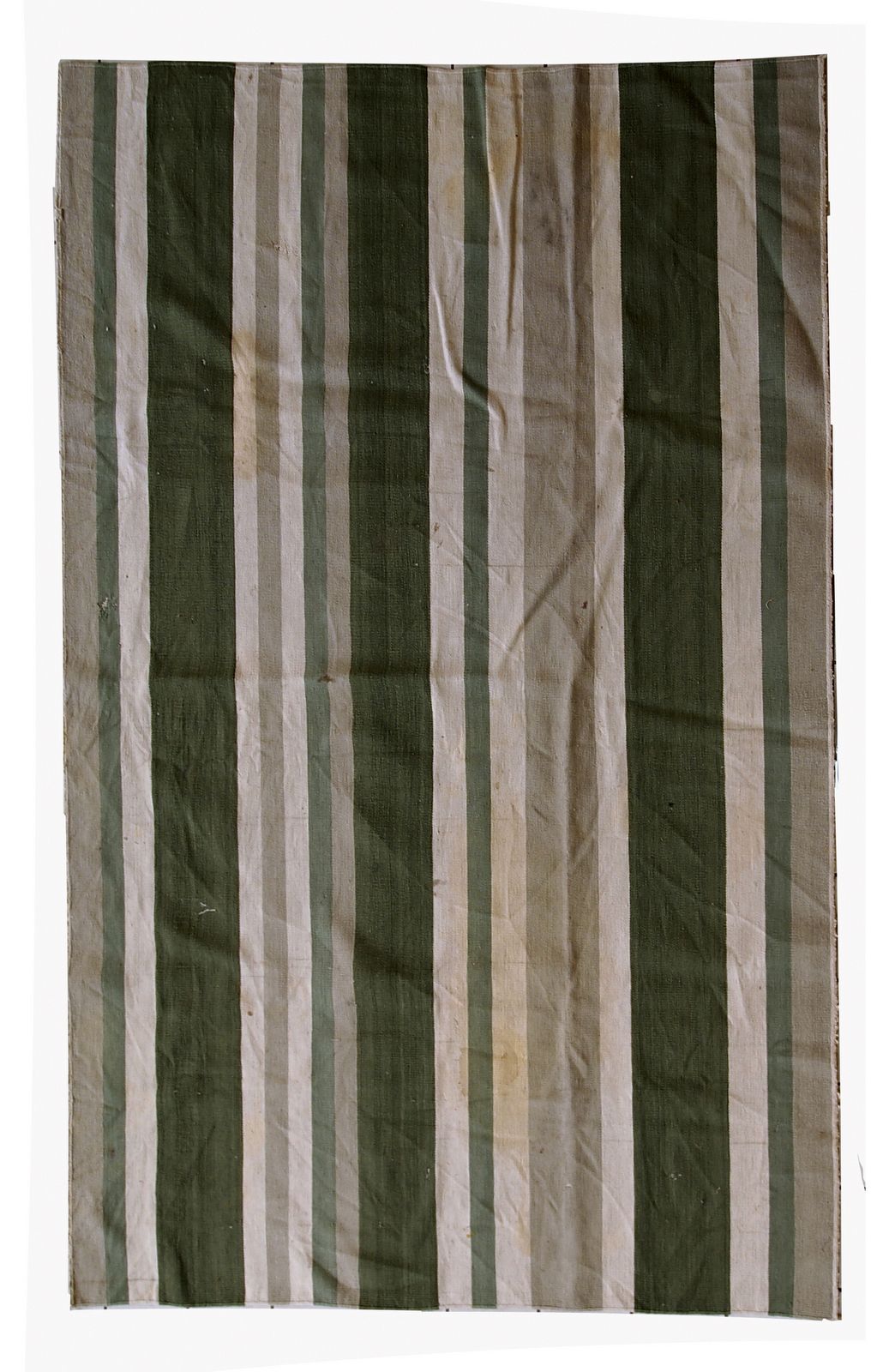Tapis Dhurri kilim indien d'époque, fait main, 5.4' x 7.8', rayures, années 1930