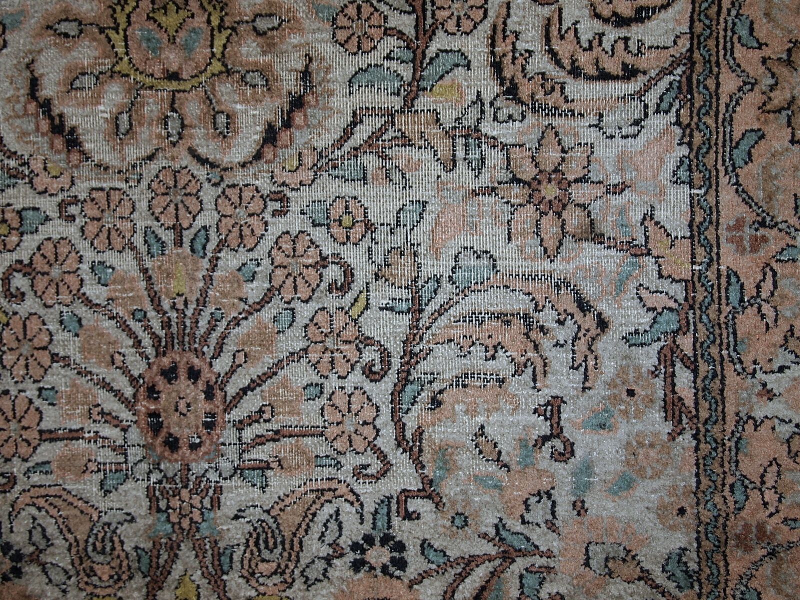Vintage Silk Indo Tabriz Rug 3.2' X 5.3' (1950s, India) photo 360.0