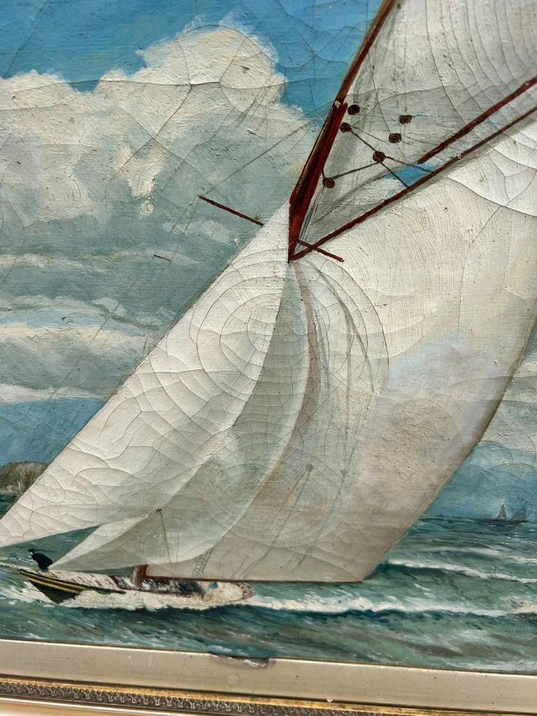 photo for sale John Greenough American 19th Century Sailing Ship Boats Oil On Canvas Painting