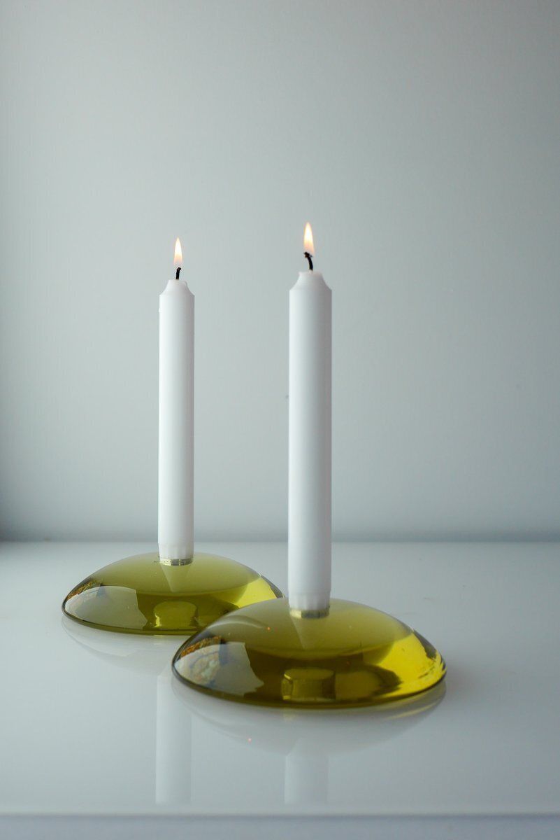 Glazen kaarsenhouders van Anne Nilsson voor Kosta, jaren 2000, set van 2 photo Woonaccessoires
