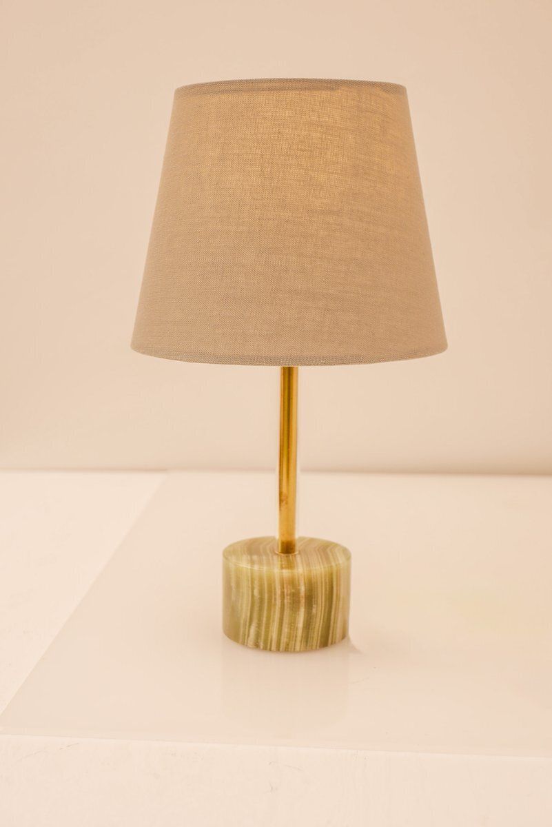 Verlichting Mid-Century Modern Italiaanse tafellampen van onyx en messing, set van 2 photo