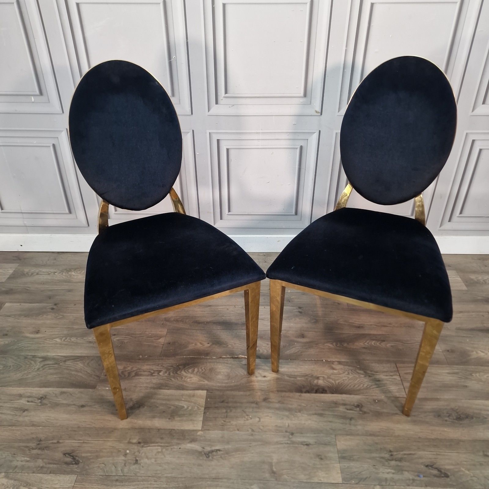 Vintage Dior Style Chairs Gold Upholstered Dining Bedroom Seats Retro Mcm Pair photo furniture