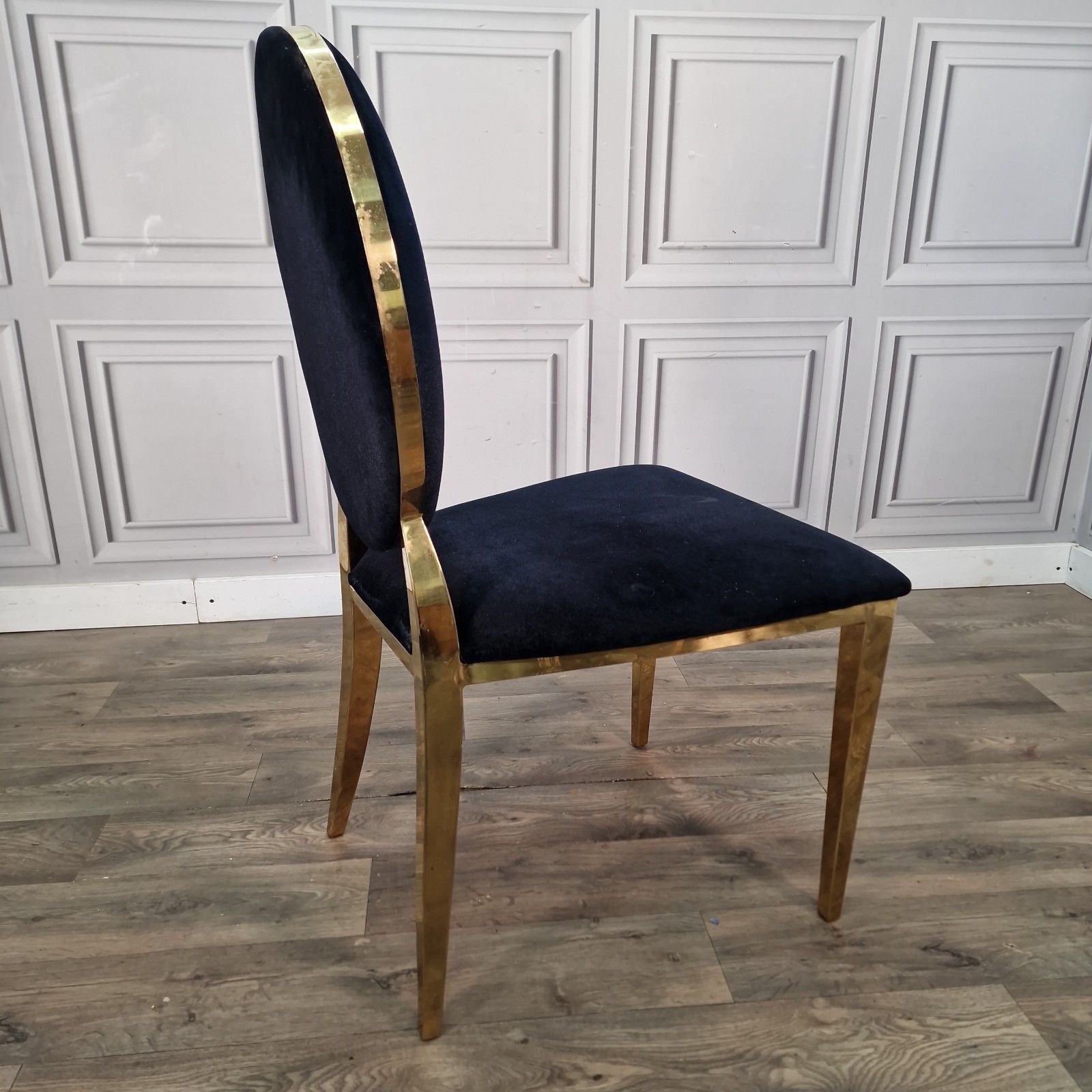 80.0 Vintage Dior Style Chair Gold Upholstered Dining Bedroom Seat Retro Mcm photo