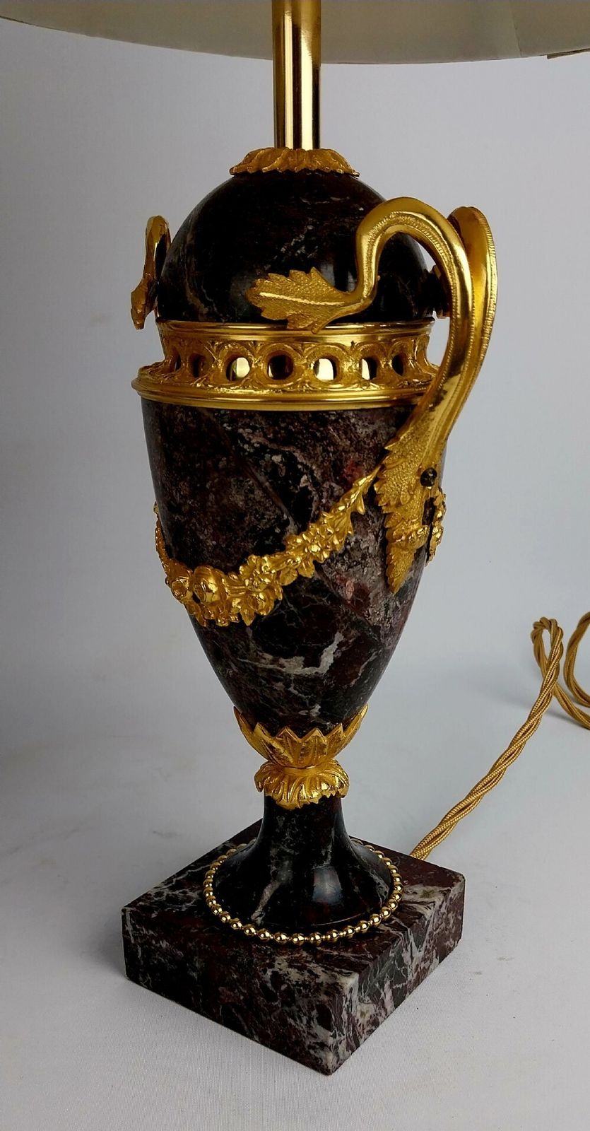 A Pair Of Late 19th Century Elegant French Marble Table Lamps With Gilt Bronze Mounts photo vintage