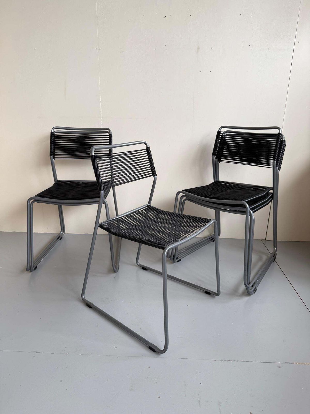 Vintage Ikea Set Of 6 Spaghetti Strap Melker Dining Chairs