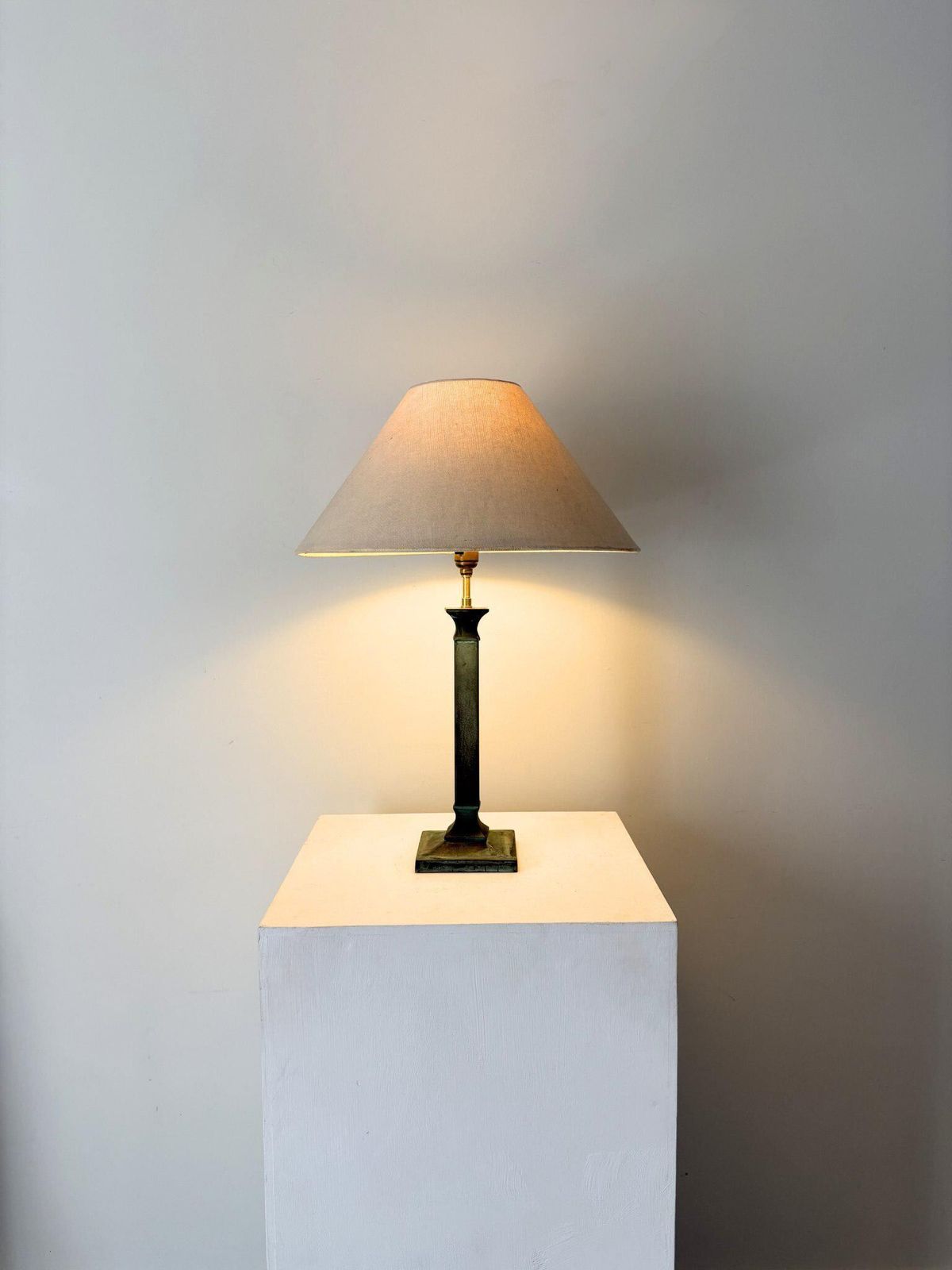 Verdigris Column Table Lamp In Green Cast Metal photo Lighting