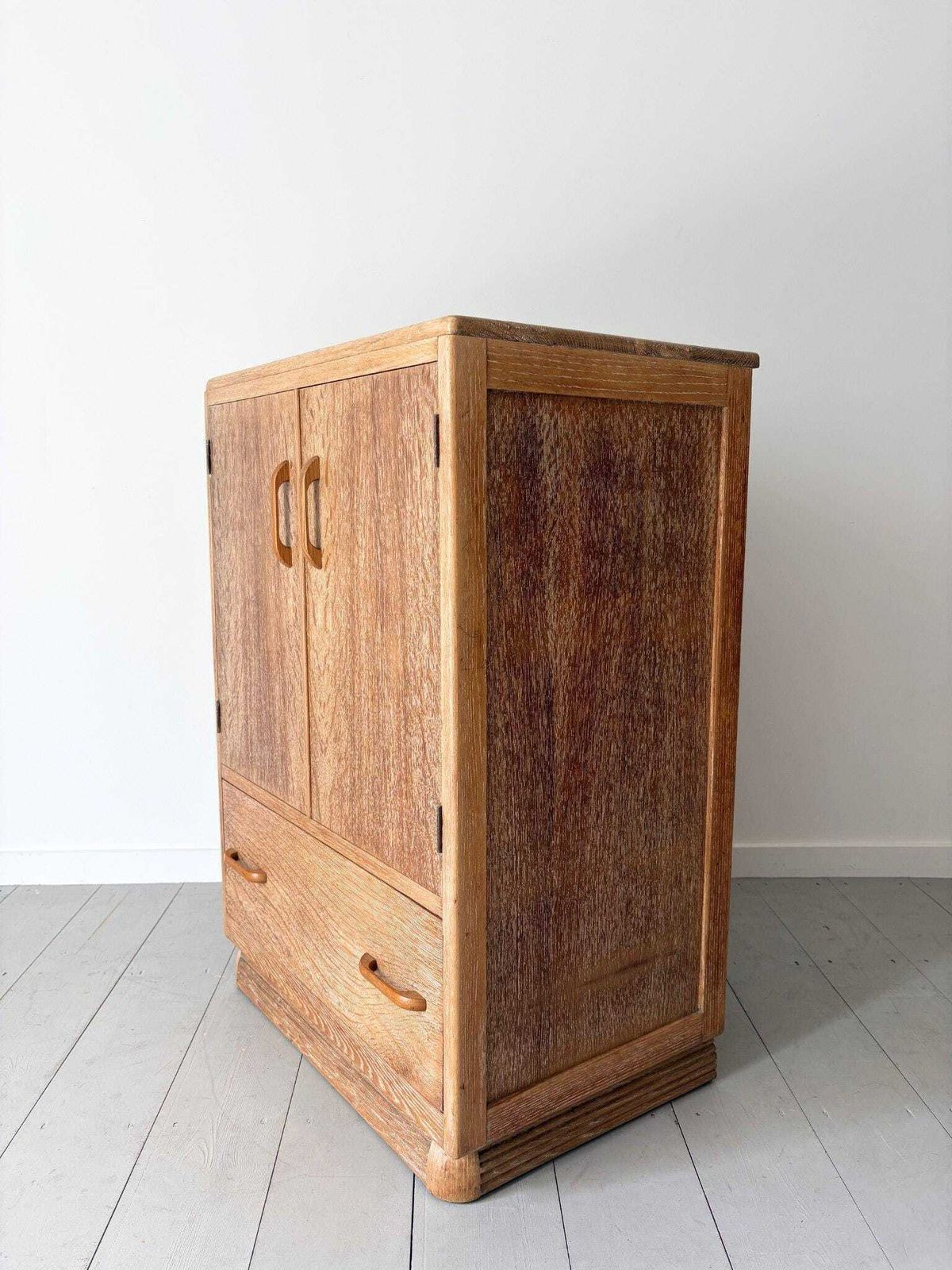 1930s Limed Oak Tallboy Cabinet With Drawers photo Furniture