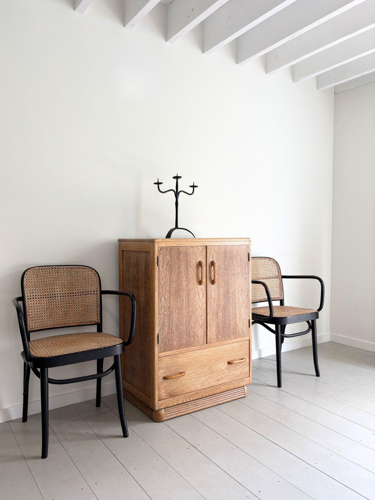 1930s Limed Oak Tallboy Cabinet With Drawers photo vinterior