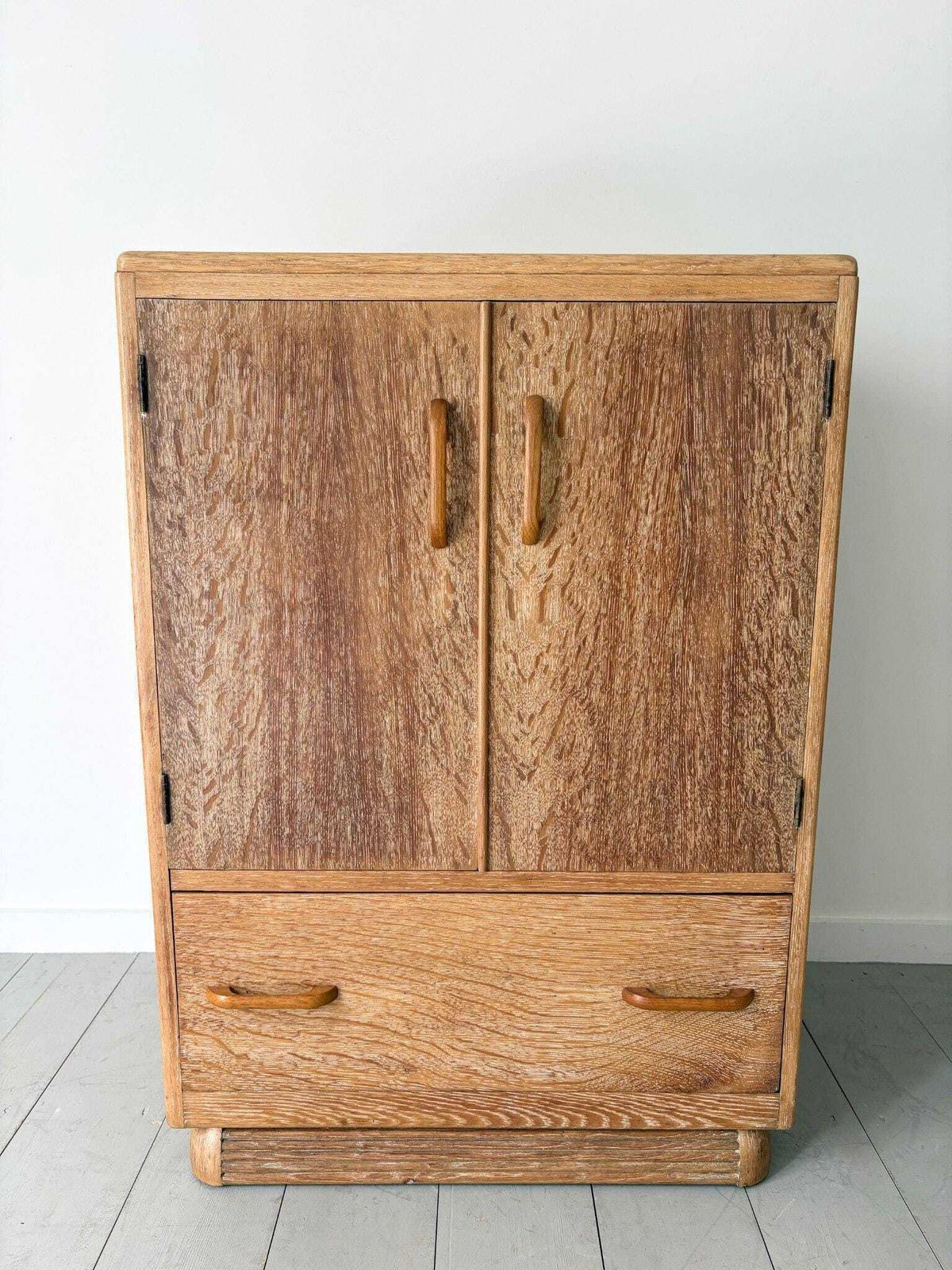 1930s Limed Oak Tallboy Cabinet With Drawers photo vintage