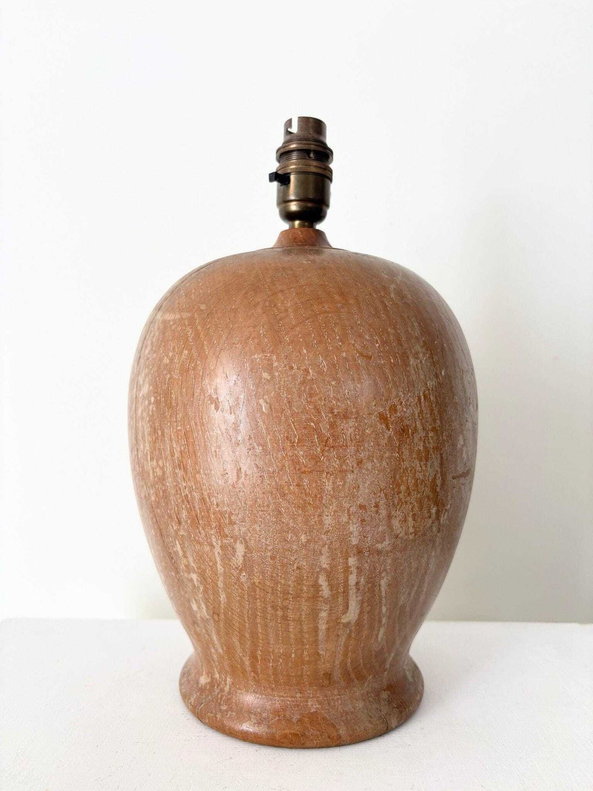Italian Vintage Lime Wash Solid Wood Table Lamp photo for sale