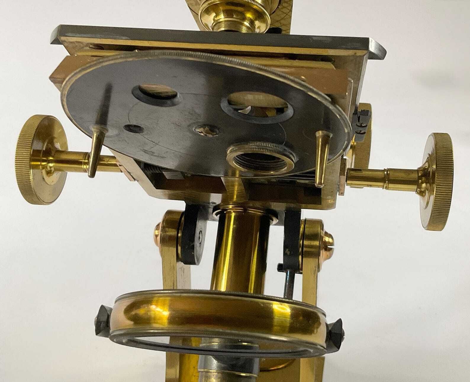 photo for sale Magnificent Mid Victorian Cased Brass Microscope By James Parkes & Son, Birmingham – C. 1860–1870.