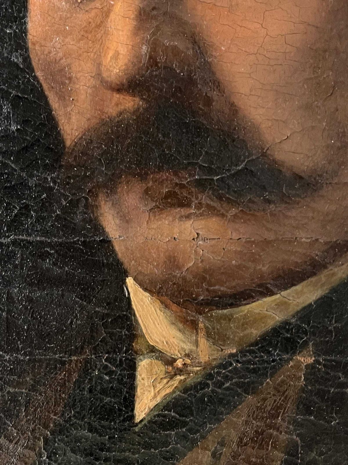 Original French Antique Portrait Of A Man, Dark Moody Oil On Canvas Painting photo 550.0