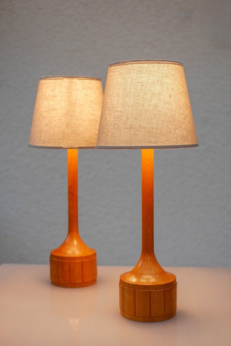 Scandinavian Oak Table Lamps From Elpe, Set Of 2 photo furniture