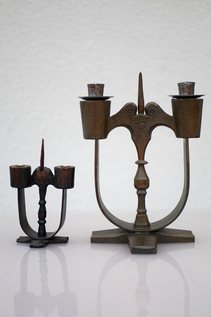 Swedish Wooden Candleolders From Taserud, 1955, Set Of 2