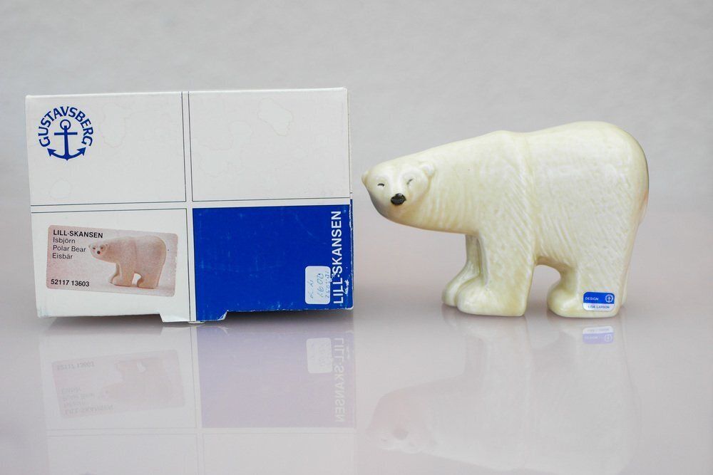 photo vintage Figurine ours polaire en grès émaillé par Lisa Larson pour Gustavsberg, années 1970
