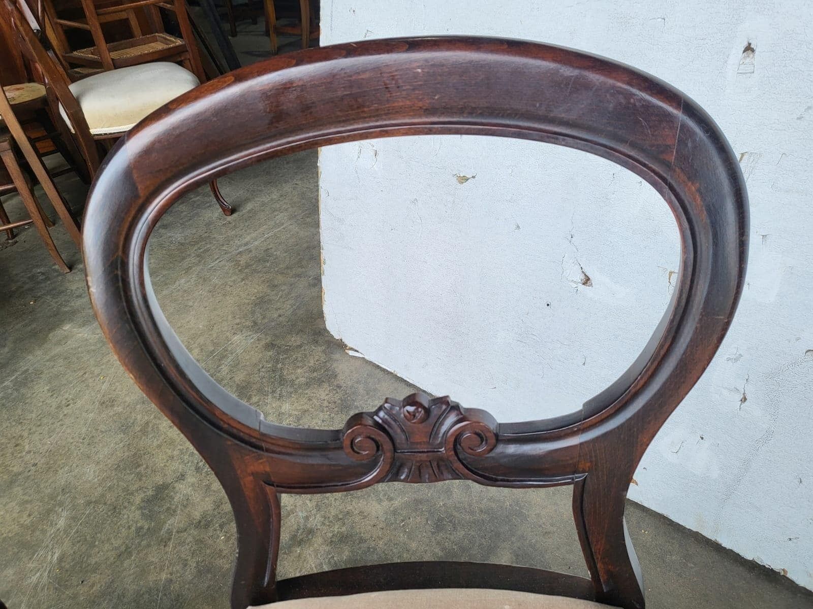 Antique Repro 4 Balloon Back Dining Chairs Cream photo Furniture