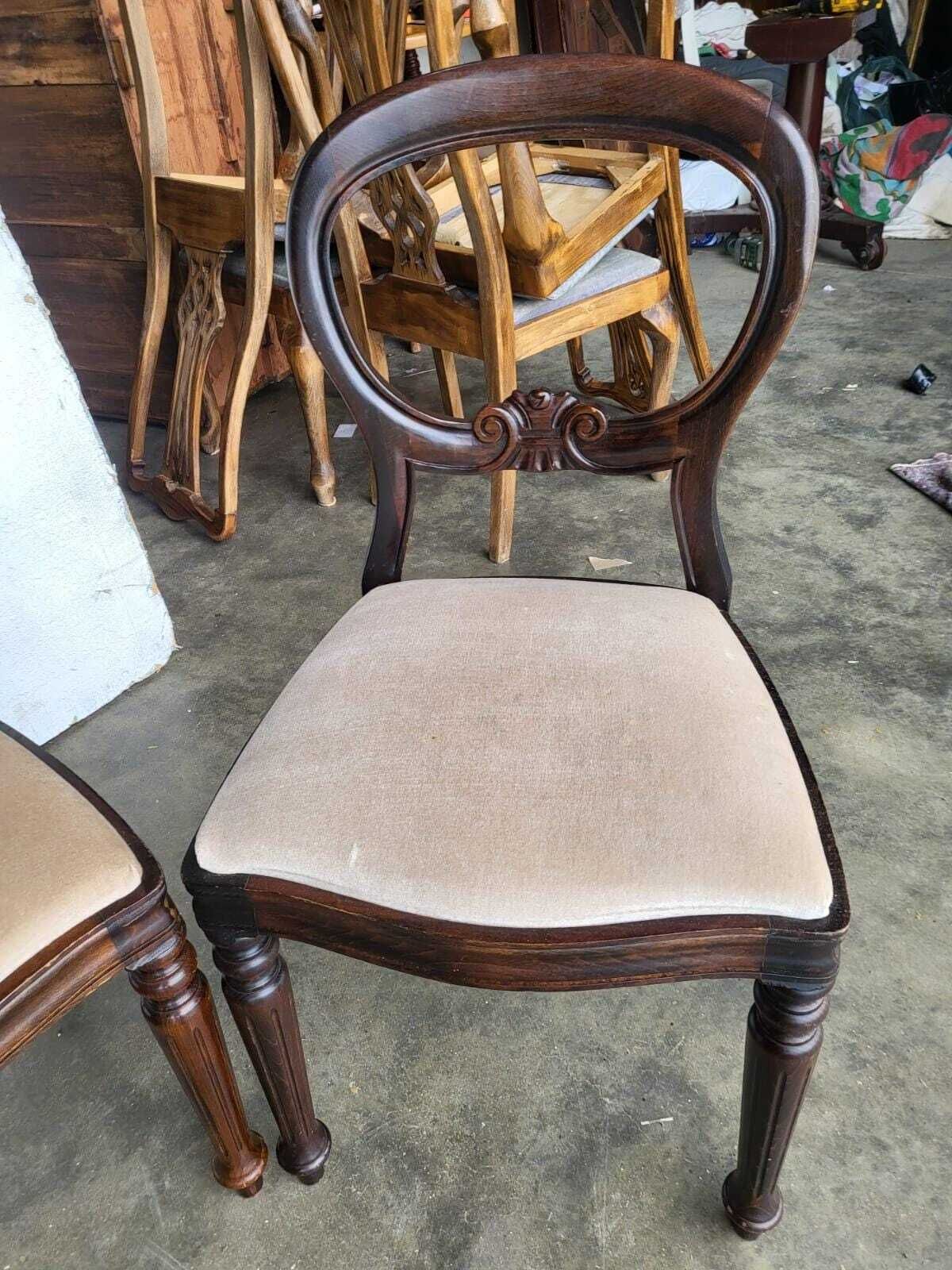 Antique Repro 4 Balloon Back Dining Chairs Cream photo buy