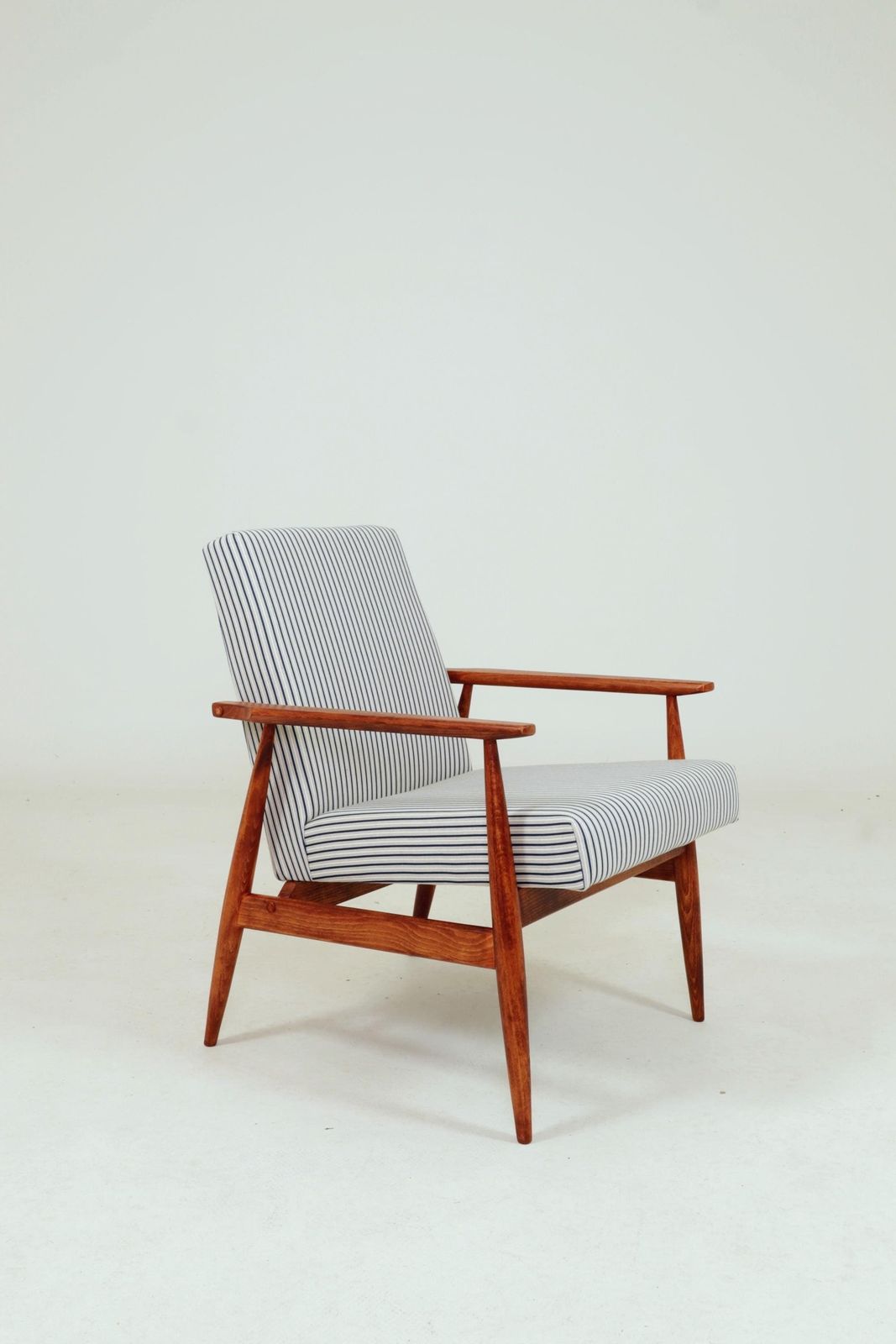 Lounge Chair With Footstool Vintage Stripe Fabric Mid Century Design, 1960 photo buy