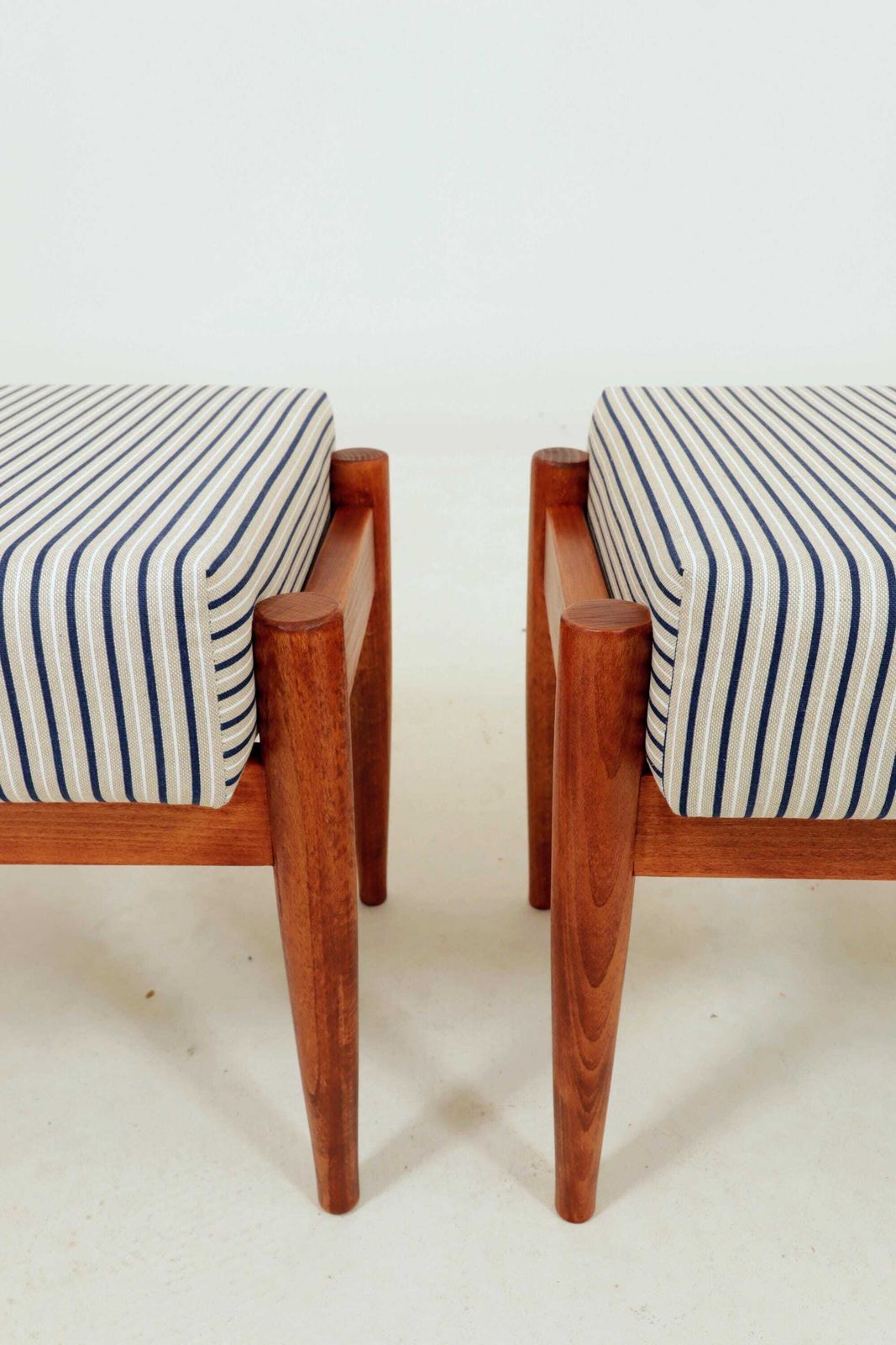 photo buy Lounge Chair With Footstool Vintage Stripe Fabric Mid Century Design, 1960