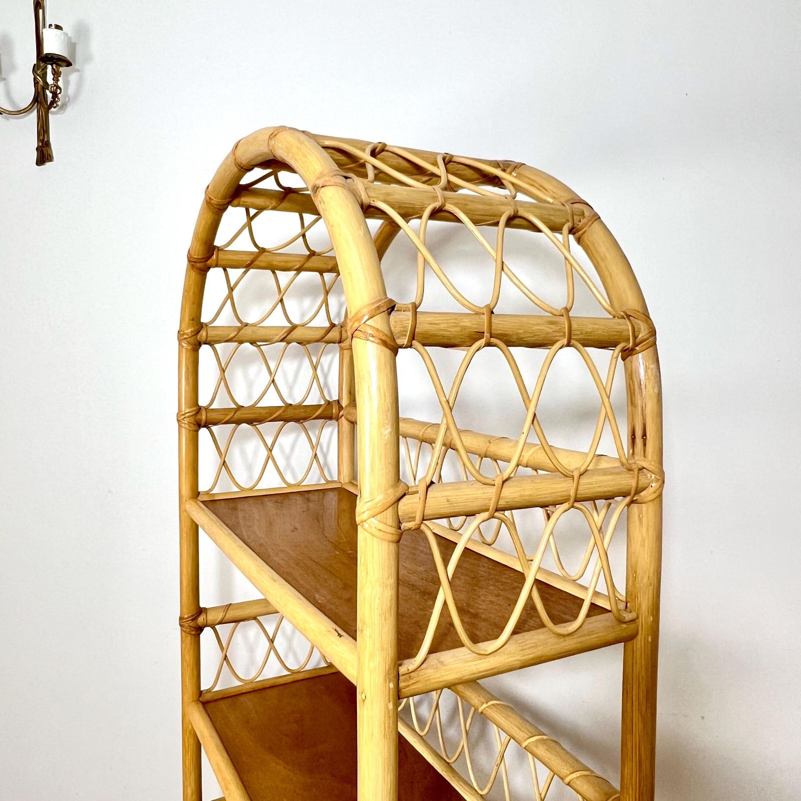 Tiki Boho Bamboo Shelving Unit, Cane Bookcase photo vinterior