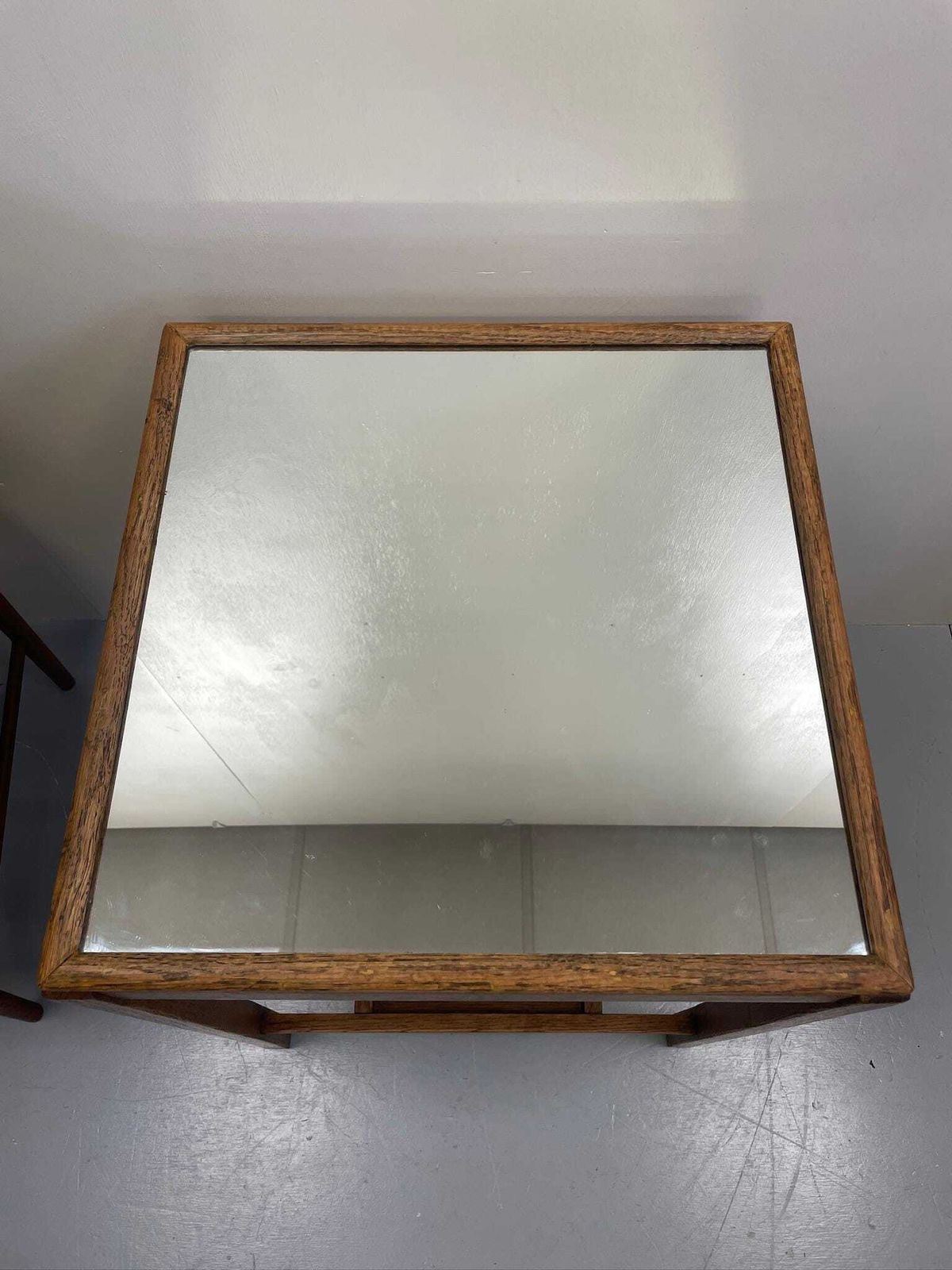 Utility Cc41 Oak Mid Century Modernist Side Table With Mirrored Top photo buy