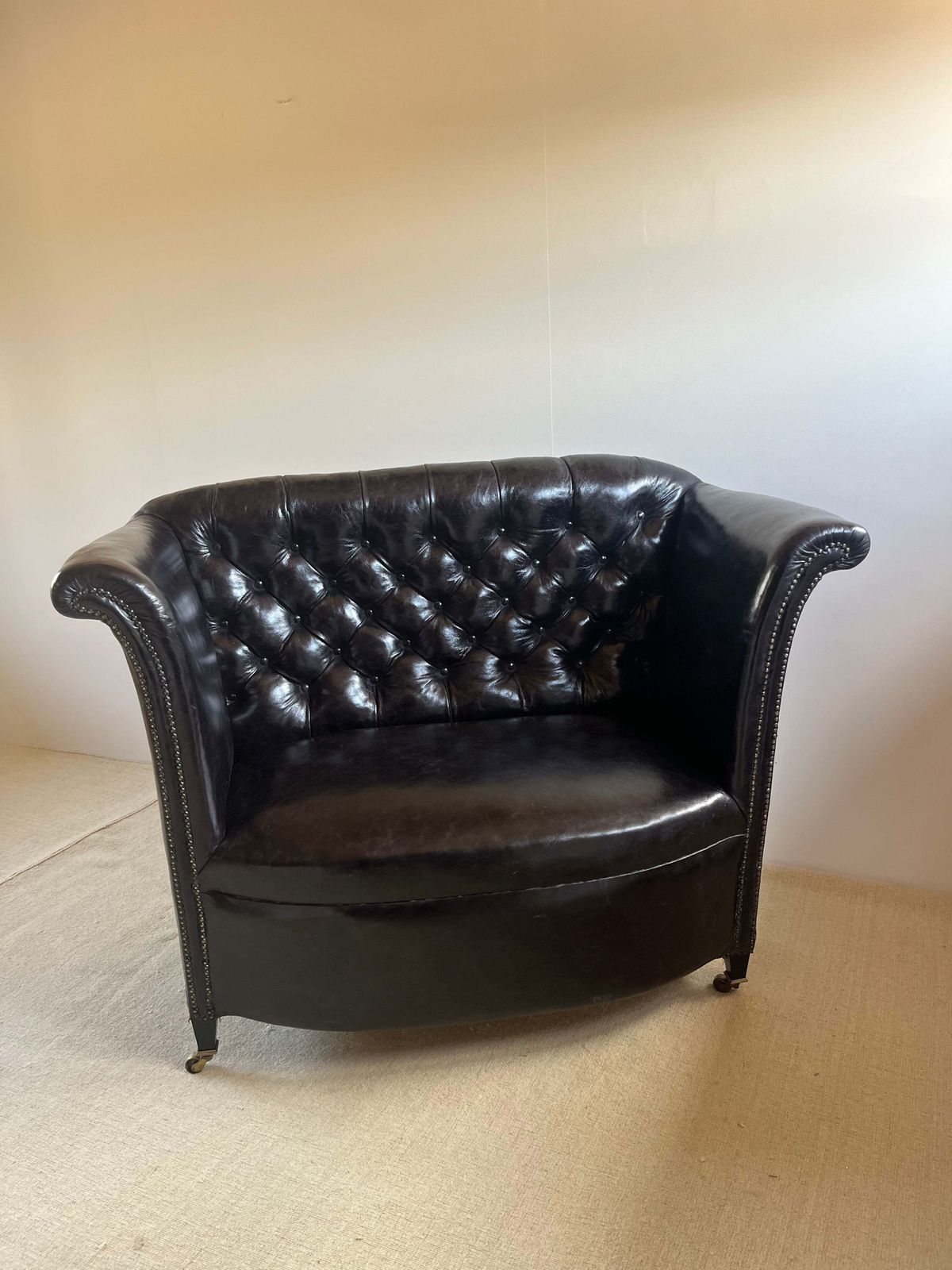 English Button Back Leather Sofa, C.1920 photo furniture