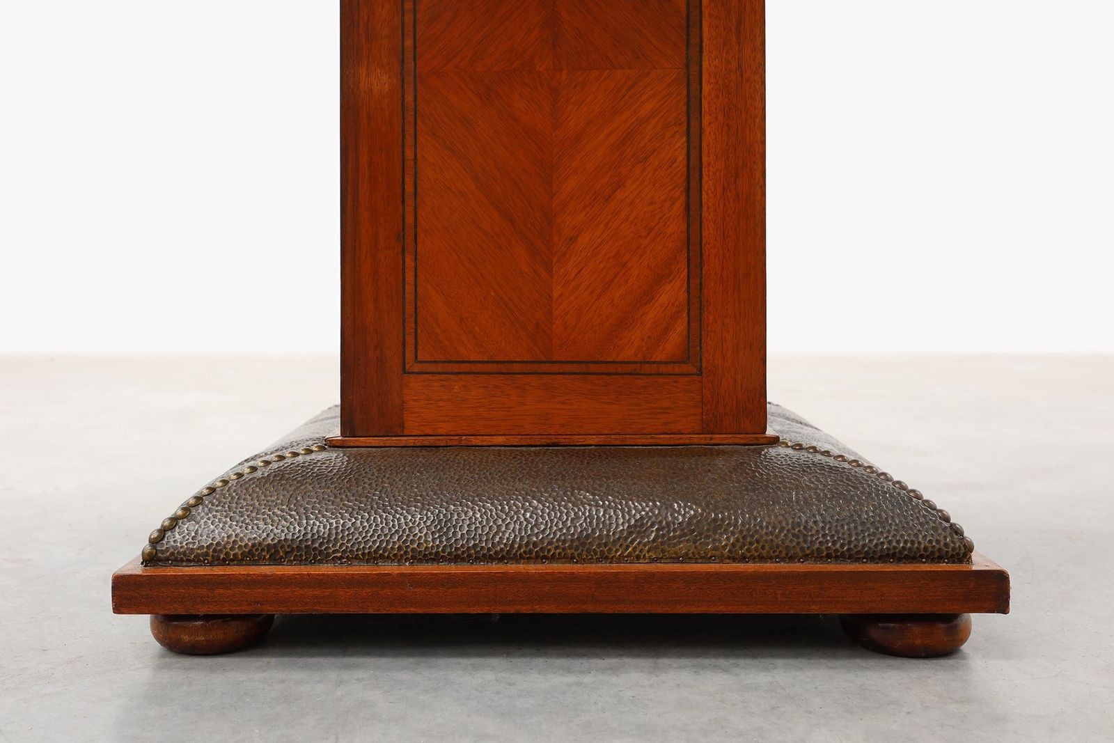 Furniture Art Deco Oval Side Table In Walnut With Marble Top From De Coene, Belgium, 1925 photo
