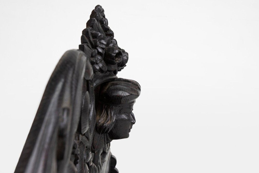 photo for sale Baroque Carved Black Wooden Sculptured Shelf, France, 1850s