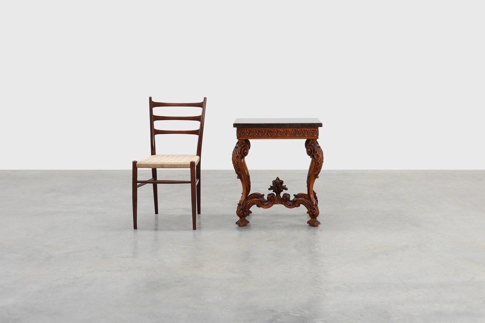 Napoleon III Style Carved Walnut Side Table With Ardune Top, France, 1900s photo furniture