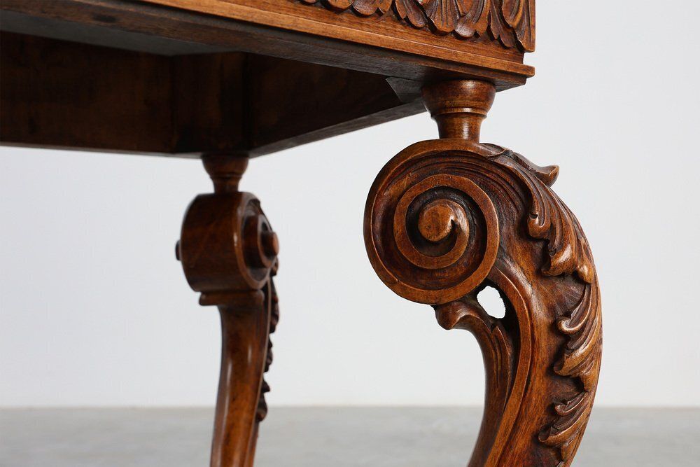 photo vinterior Napoleon III Style Carved Walnut Side Table With Ardune Top, France, 1900s