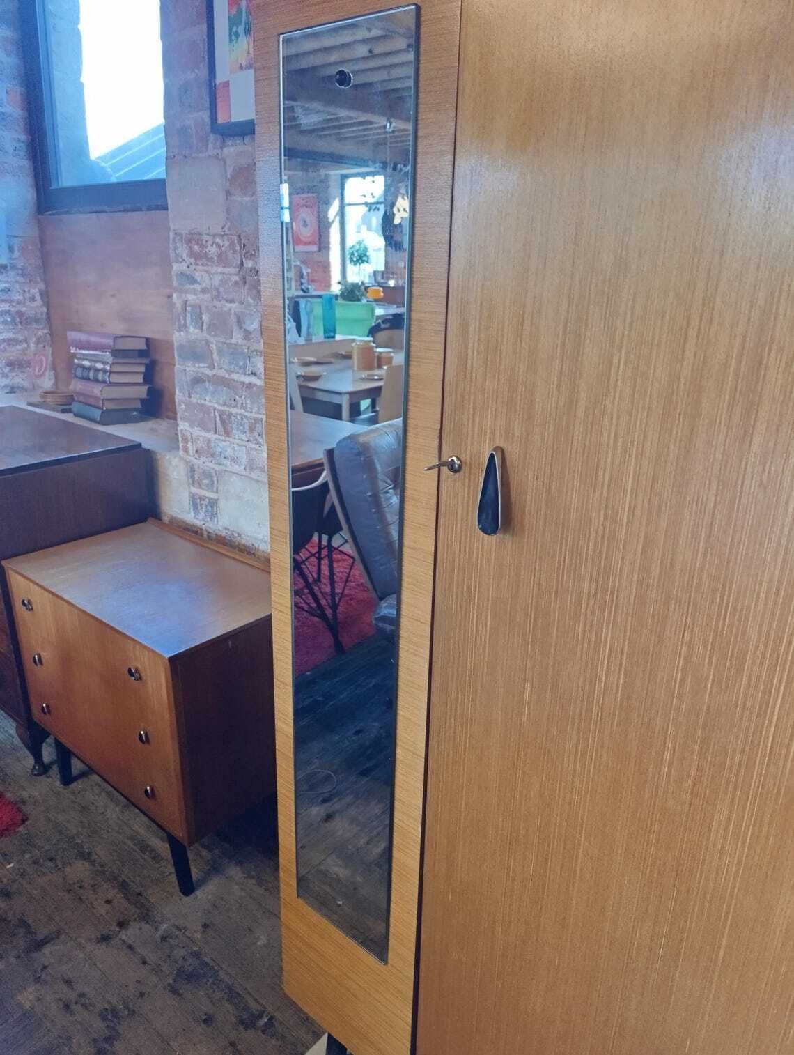 Austinsuite Mid Century Teak Wardrobe With Full Length Mirror 1960s British Modern photo for sale