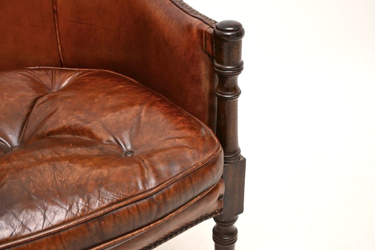 Antique Leather And Mahogany Armchair / Desk Chair photo vinterior