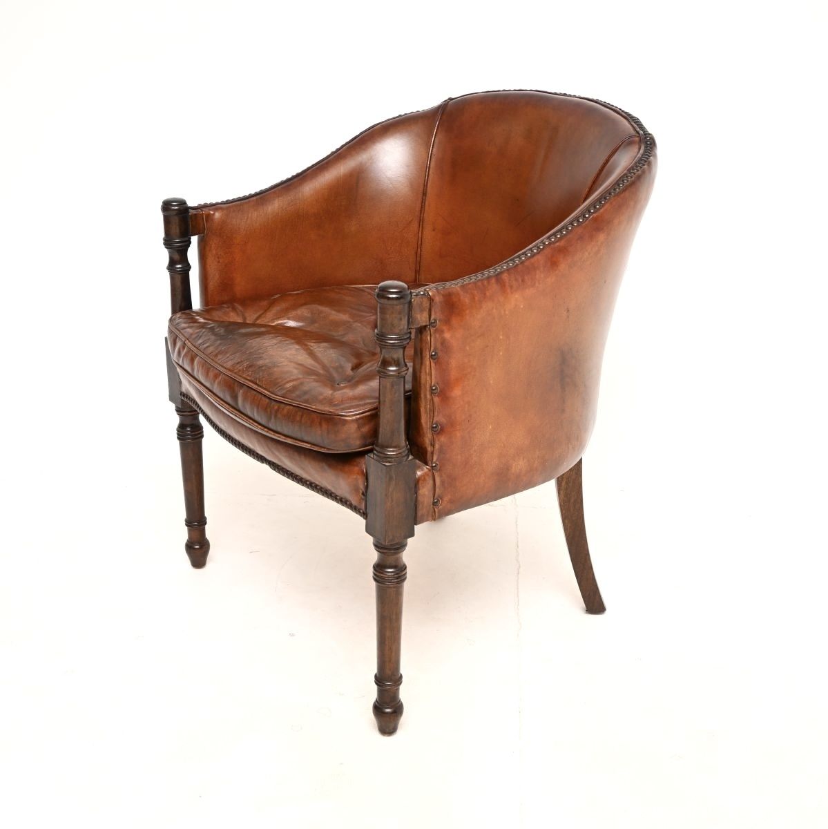 Antique Leather And Mahogany Armchair / Desk Chair photo buy