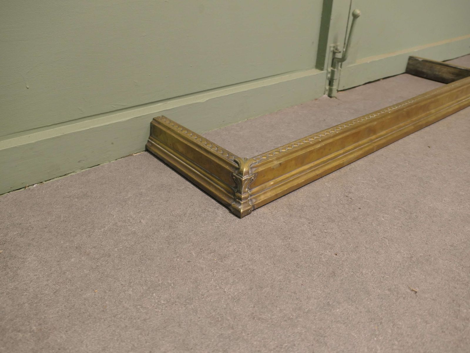 19th Century Brass Fender This Is An Elegant Brass Fender With A Stepped Edge photo for sale