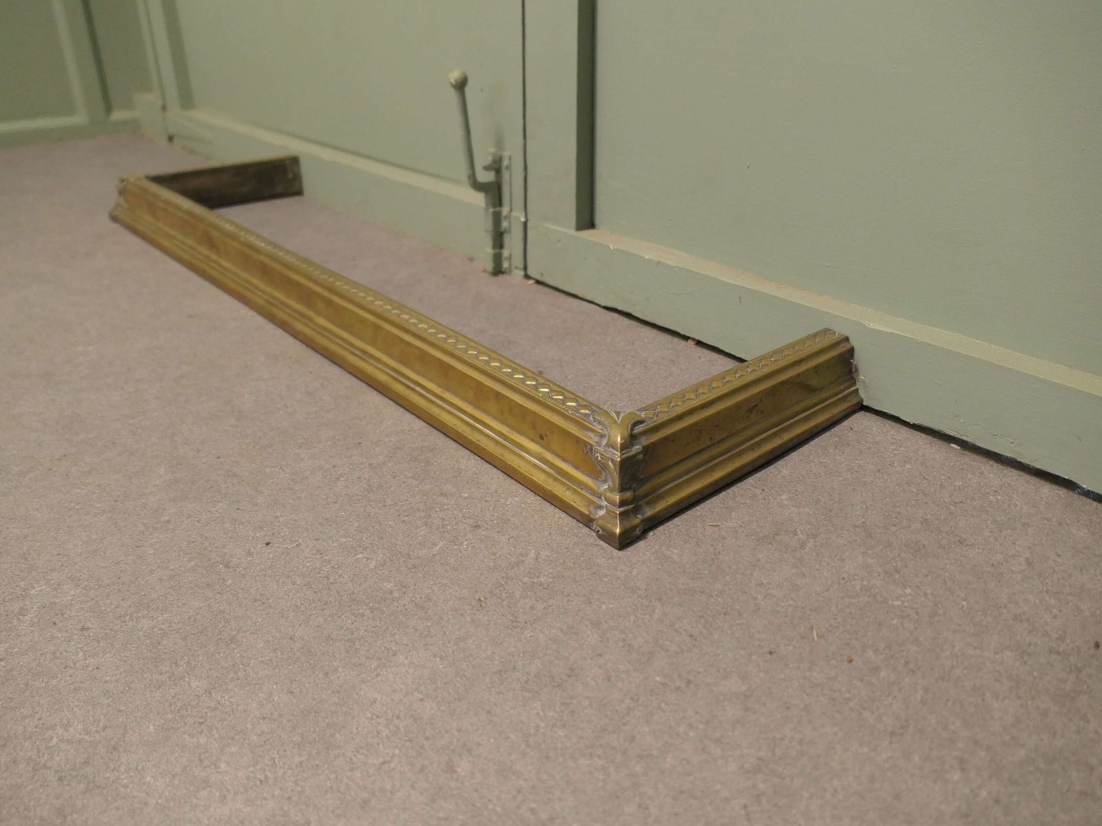 19th Century Brass Fender This Is An Elegant Brass Fender With A Stepped Edge photo Home Fixtures