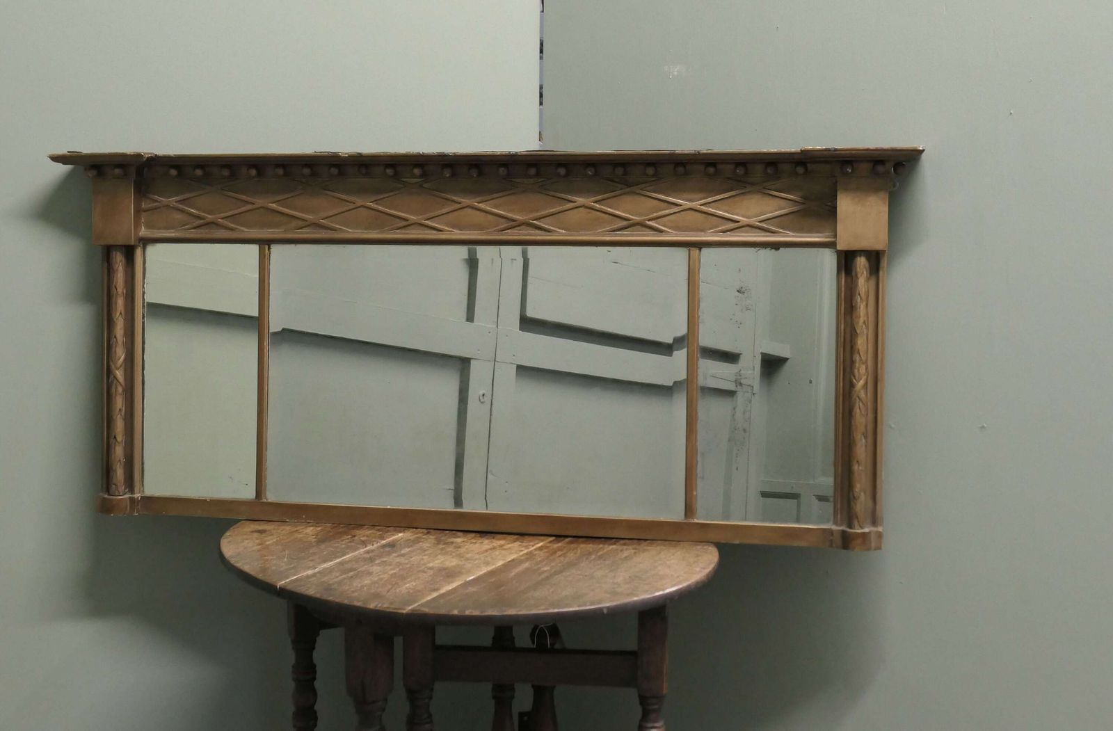 Regency Triple Plate Gilt Mirror Or Over Mantle The Regency Gilt Frame Is Rectangular photo for sale