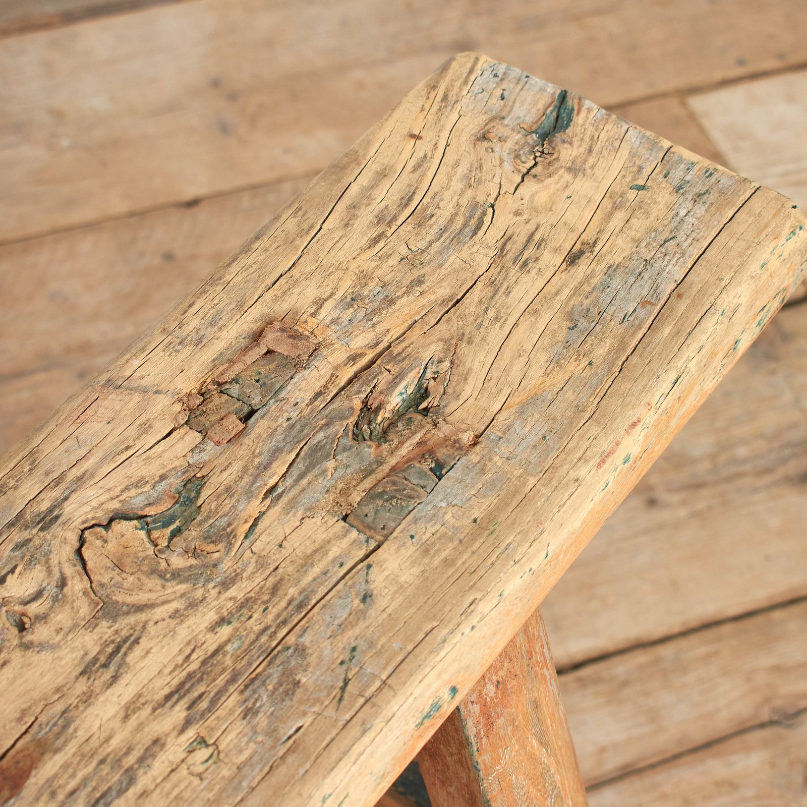 Antique Reclaimed Rustic Wooden Hallway Pig Bench  Cz photo 226.0