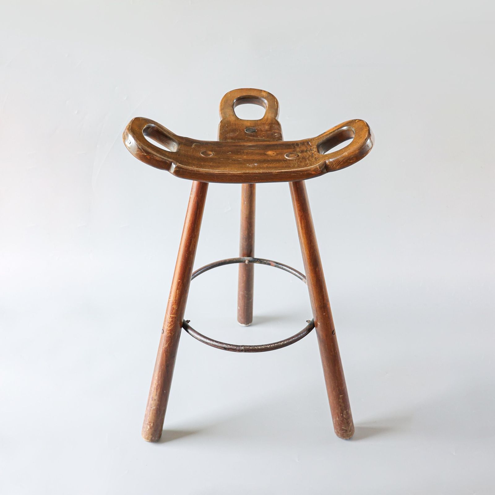 Spanish Brutalist Wooden Bar Stool, 1970s photo furniture
