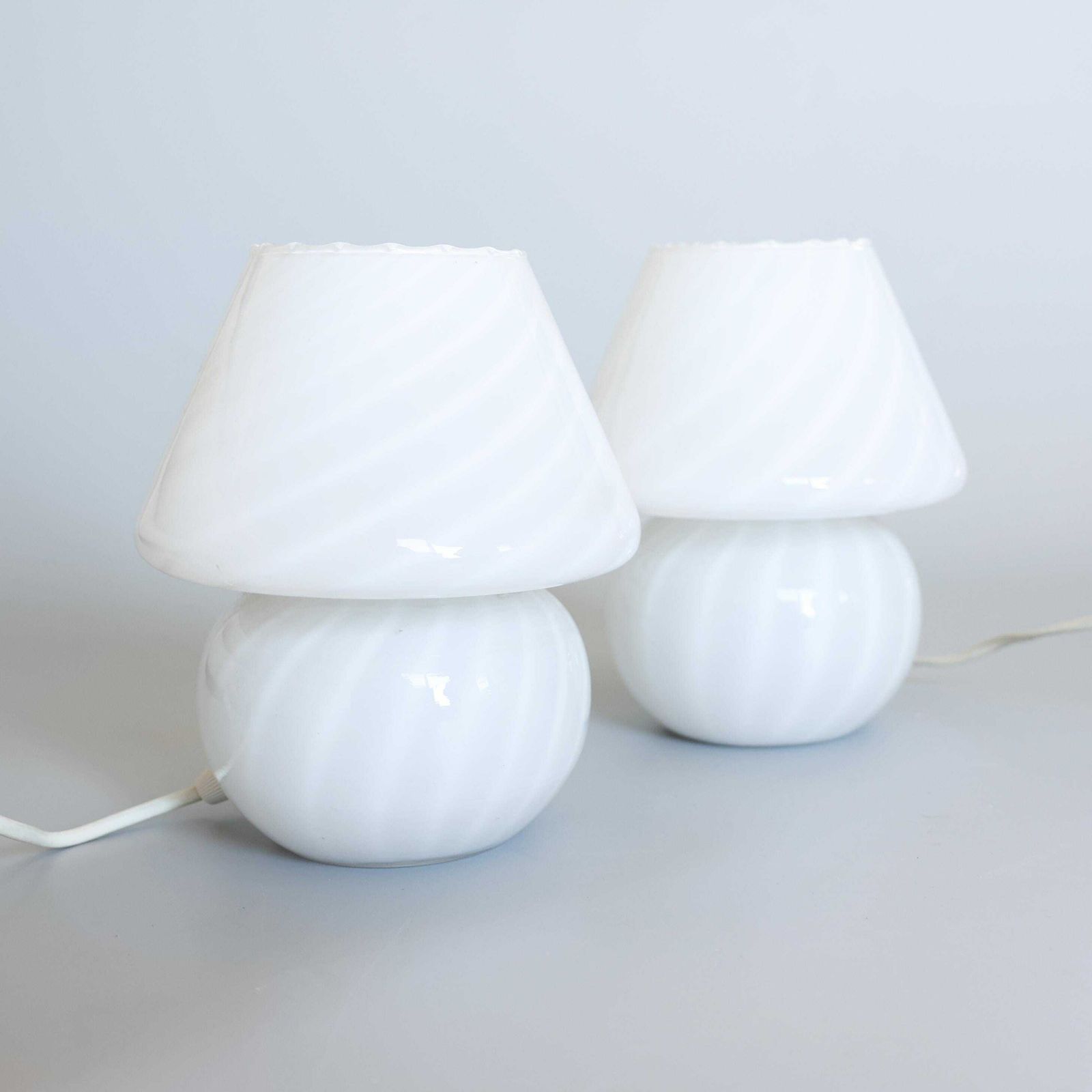 Set Of 2 Italian Swirl Mushroom Table Lamps, 1980s photo 266.0