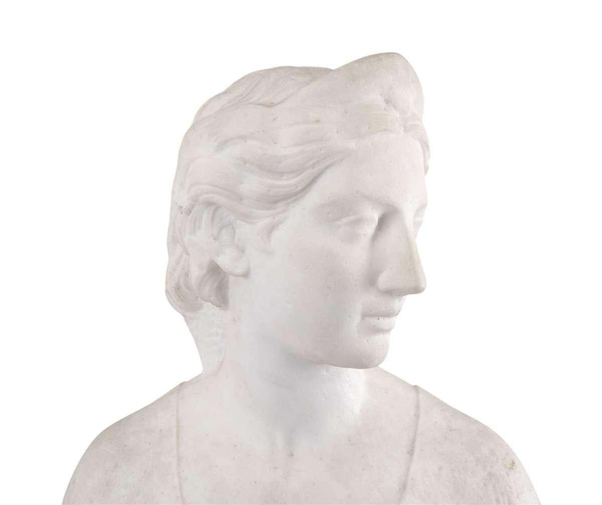 White Carrara Marble Bust Of A Woman 1860s   Attributed To Hiram Powers photo for sale