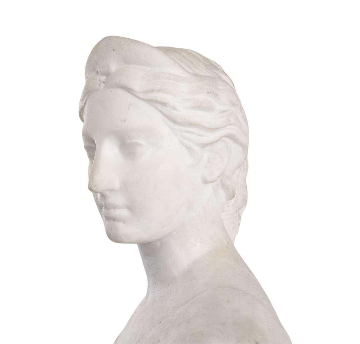 White Carrara Marble Bust Of A Woman 1860s   Attributed To Hiram Powers photo 9919.0