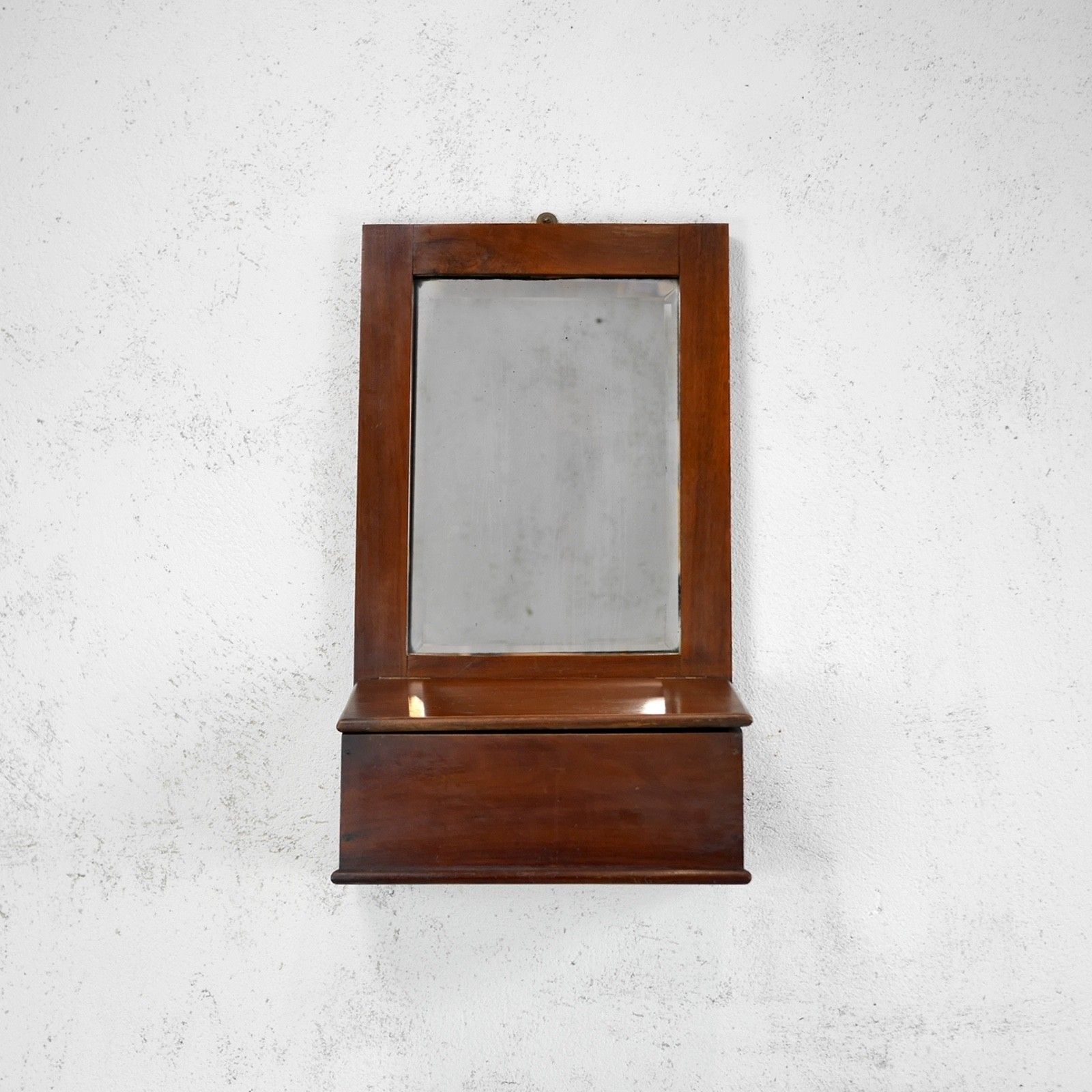 Victorian Antique Mahogany Wall Mirror Valet Hall Glove Box #103219