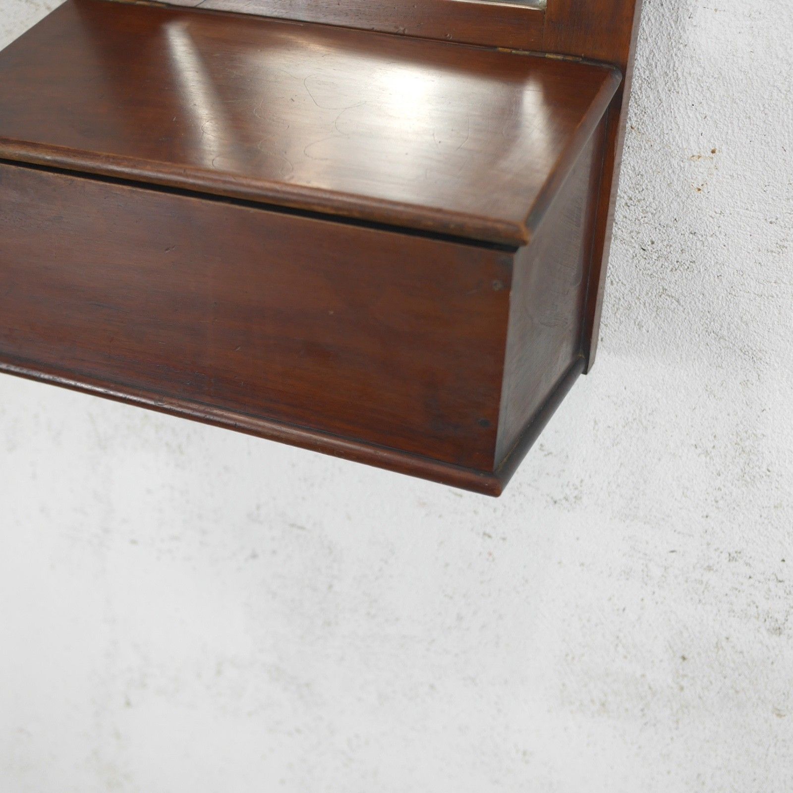 photo furniture Victorian Antique Mahogany Wall Mirror Valet Hall Glove Box #103219
