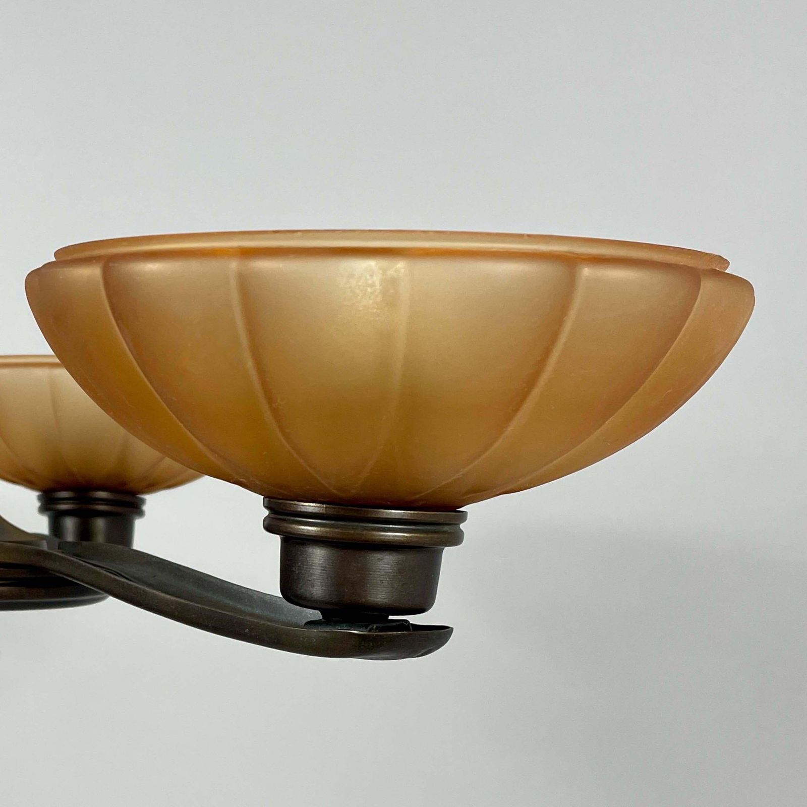 photo furniture Art Deco Bronze & Havanna Glass Chandelier, Böhlmarks, Sweden 1930s