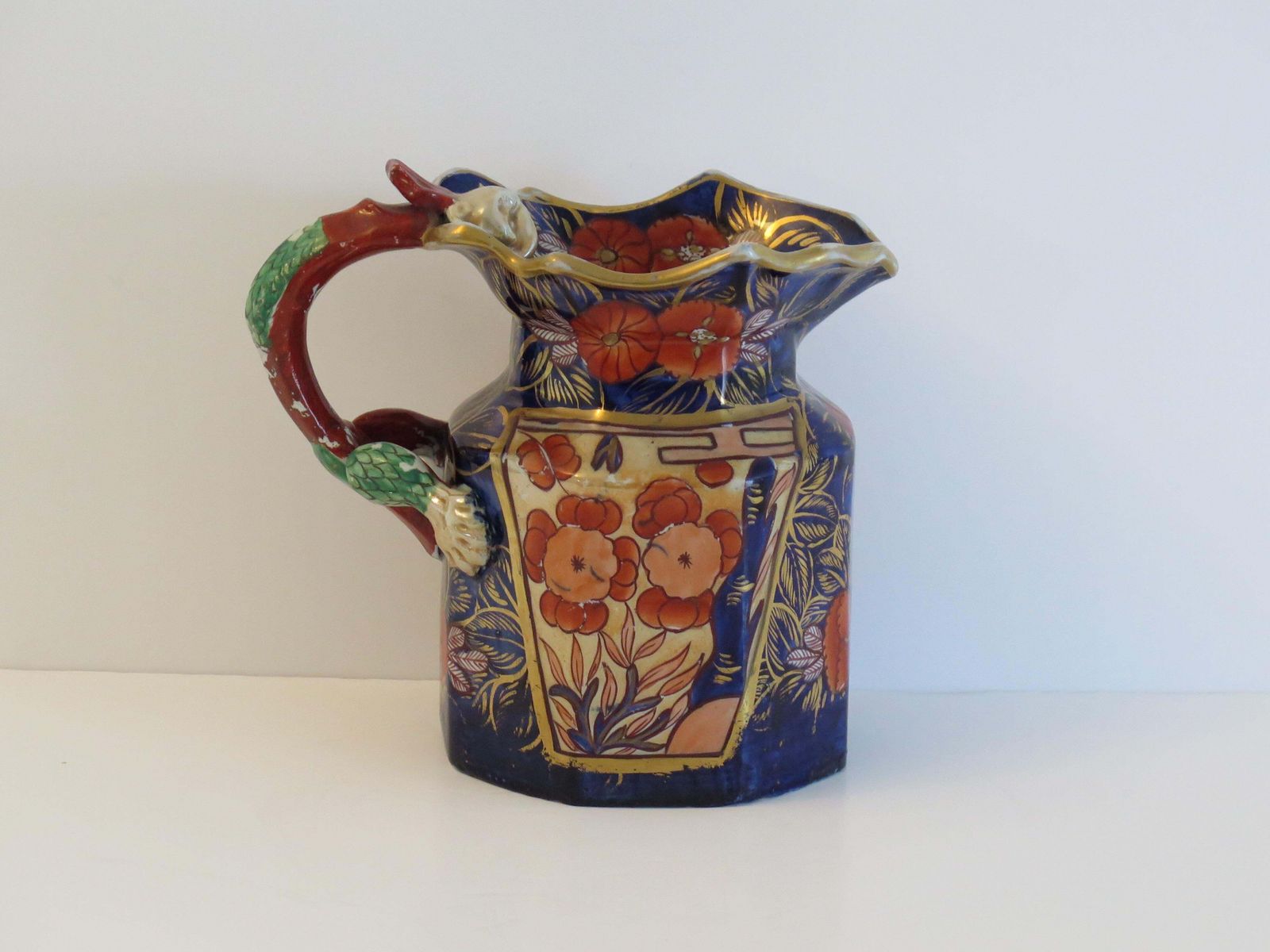 Mason's Ironstone Large Jug Or Pitcher In School House Pattern, Circa 1820 photo furniture