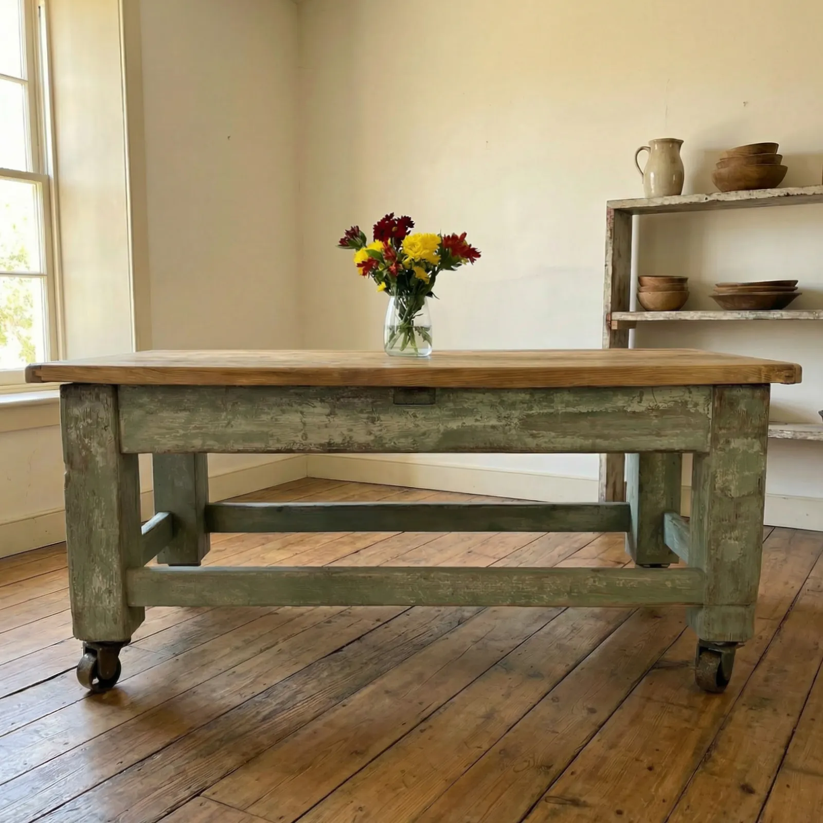 Antique Pine Kitchen Prep Table photo furniture