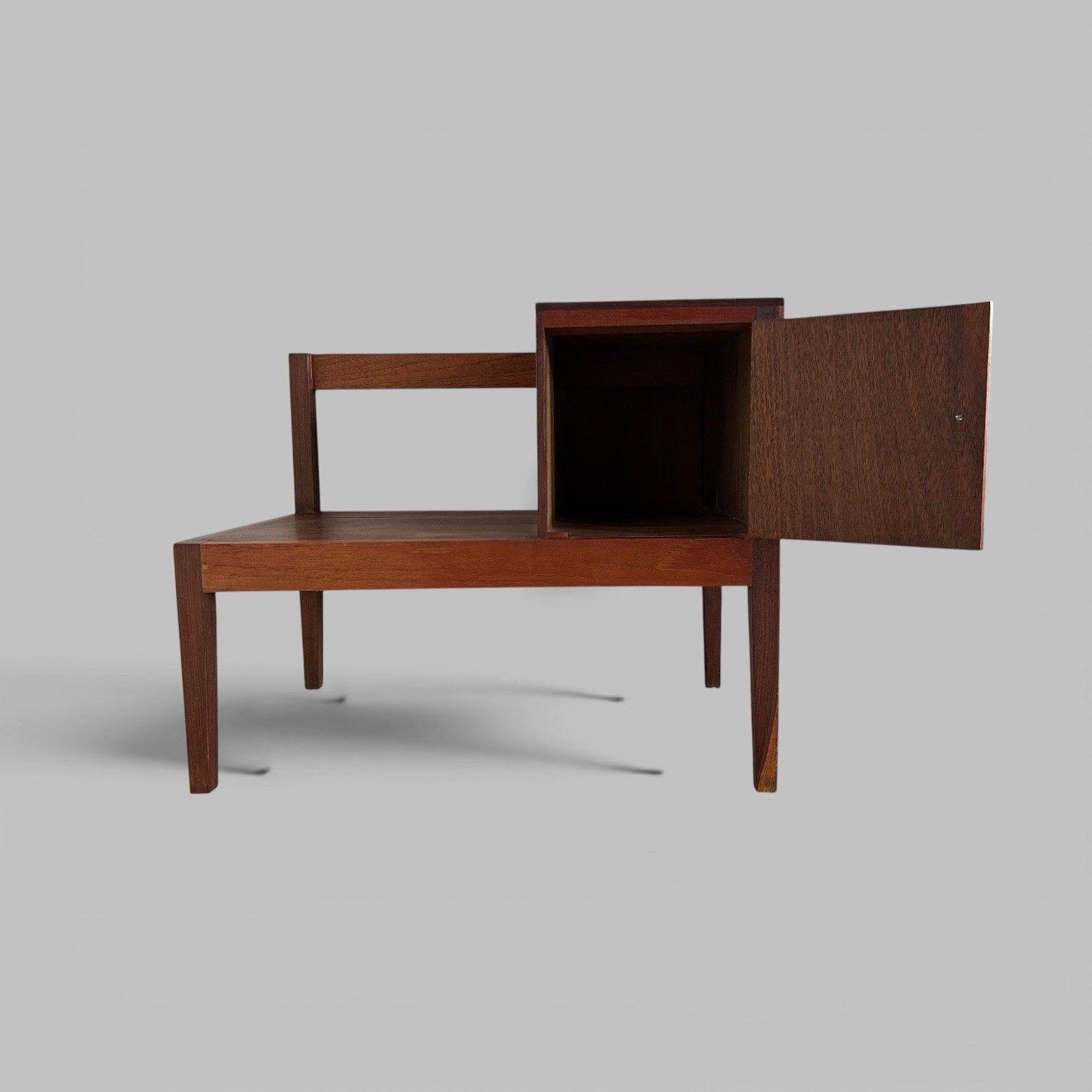 Mid Century Solid Teak Hall Bench / Telephone Seat photo for sale